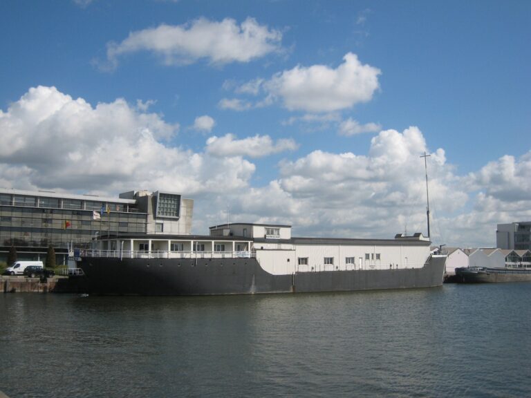 The Kerkschip St Jozef, a concrete church ship moored in Antwerp